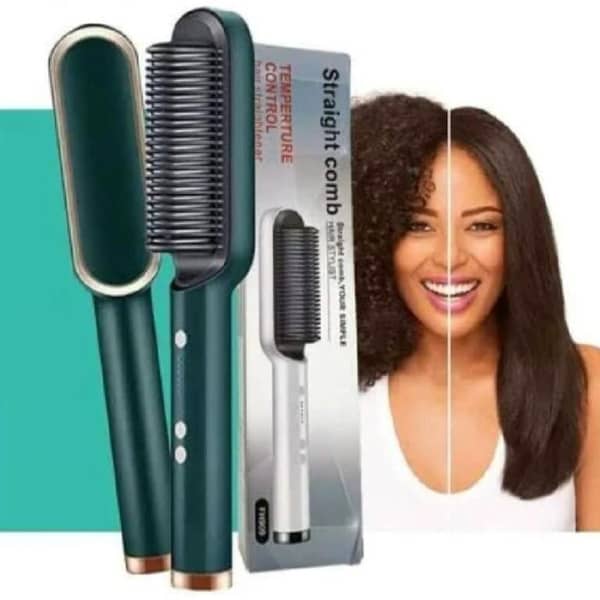 2 in 1 Electric Hair Straightener Curler with Temperature Control – Fast, Safe Styling Brush Comb