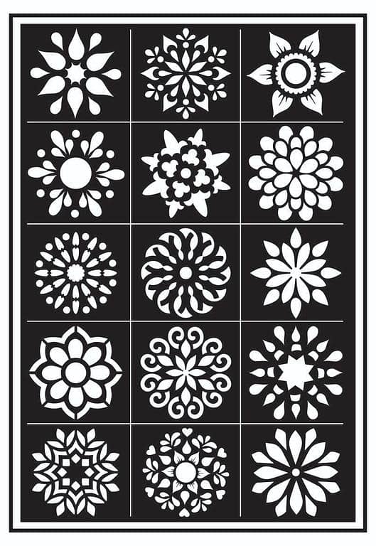 Pack of 16 Kids Size Tikki Design Henna Mehndi Stencils for Kids