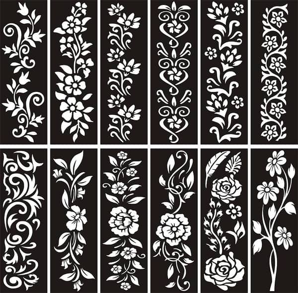 Pack of 12 Mehndi Henna Bail Design Stencil Sheets