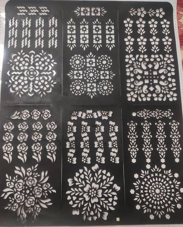 Pack of 6 Henna Mehndi Sticker Stencils for Ladies and Girls (Random Designs, 110g Each)