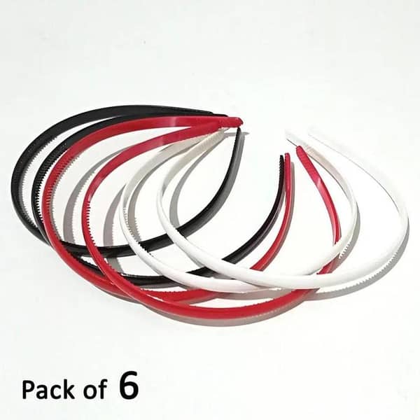Pack of 6 Thin Plastic Headbands for Girls and Women
