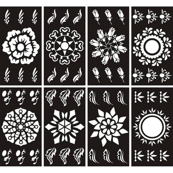 Pack of 8 Mehndi Design Stickers with Tiki H design
