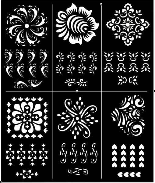 Pack of 6 Hands Henna Mehndi Design Sticker Stencils AH