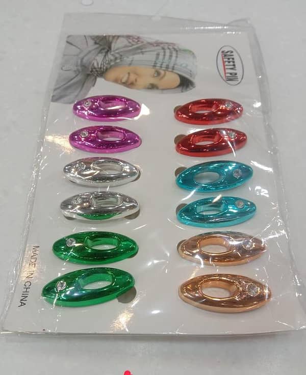 6 Hijab Pins - Random Colors, Scarf Pins for Muslim Wear