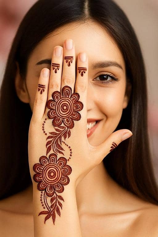 Elegant Floral Henna Stencil for Back of the Hand (Mehndi Template)