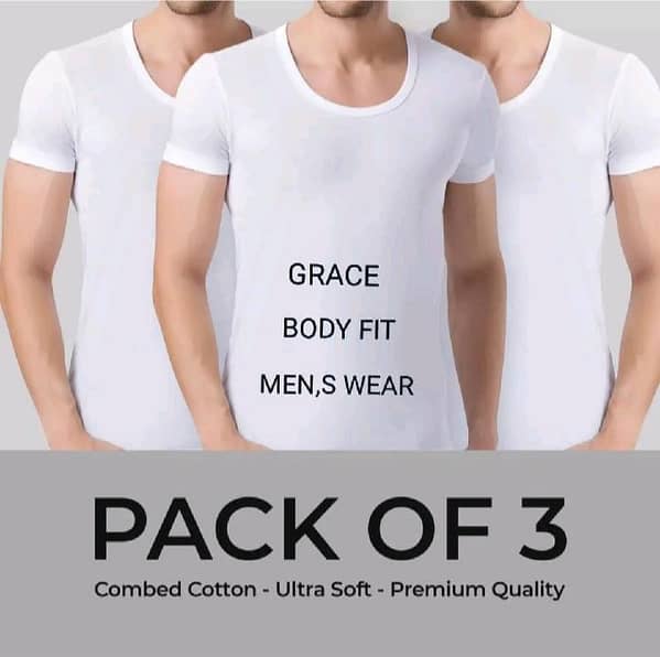 Pack of 3 Men's White Vest Bazoo (Banyan) Half Sleeves- Original Cotton Vest -Inner wear