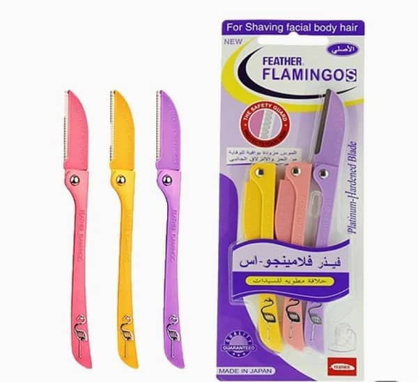 Feather Flamingo Facial Razor – 3-Pack for Face, Eyebrows & Body