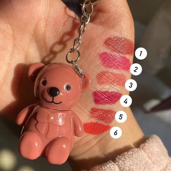 Teddy Bear Trendy Lip Gloss Matte – Keychain Style