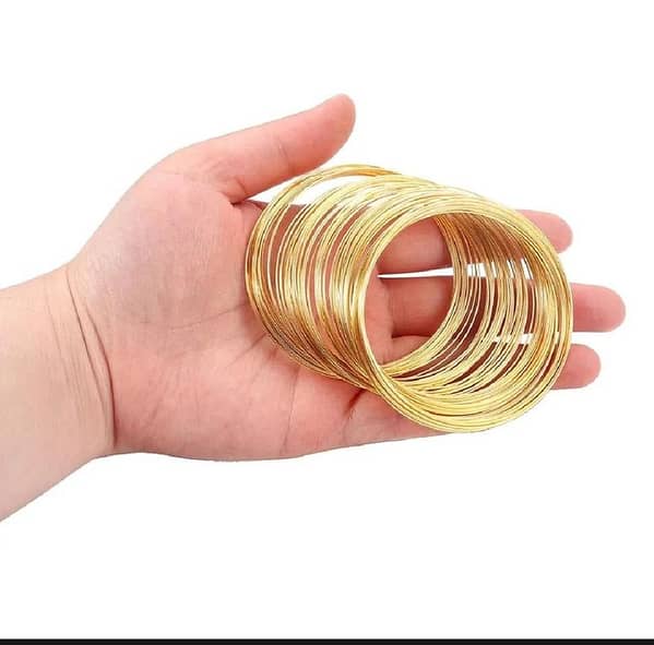 12 Golden Bangle Metal – Lightweight Fashion Jewelry (12 Pieces)