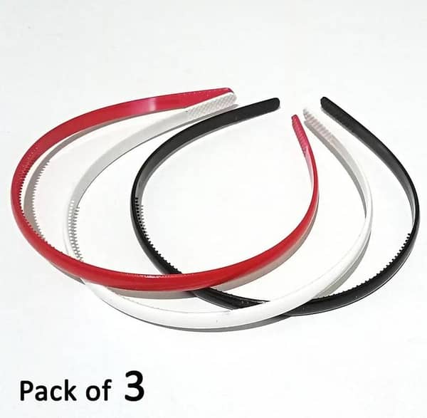 Pack of 3 Thin Plastic Headbands for Girls and Women
