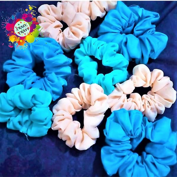 CRAZY_CRAFT Soft Scrunchies for Girls – Multicolor Ponytail Hair Bands (Pack: 1, 2, 3, 5, 10)