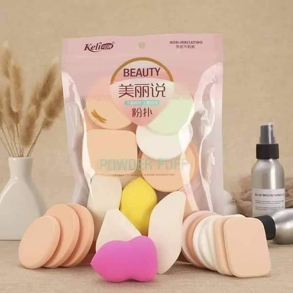 Makeup Sponge Pack: Beauty Blender, Sponges (Random Colors) and Puff