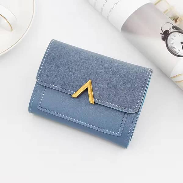 Luxury V-Style Small Wallet for Women: Compact Tri-fold Mini Purse & Card Holder in PU Leather (5 Colors)