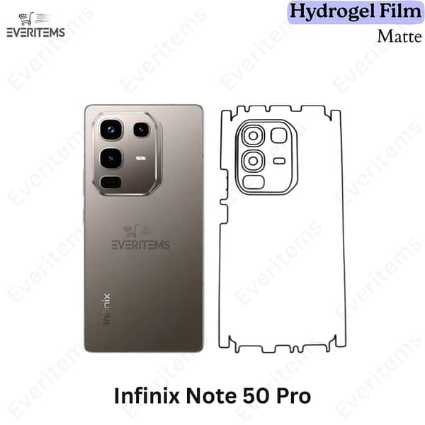 Infinix Note 50 Pro Matte Back Hydrogel Film – Anti-Fingerprint, Self-Healing, Scratch-Resistant, Slim Case-Friendly