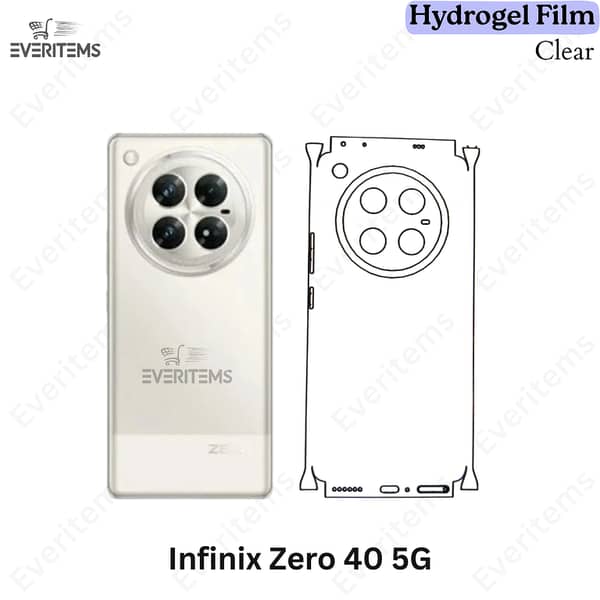 Infinix Zero 40 5G Clear Hydrogel Back Film | 360° Protection, Self-Healing, Scratch-Resistant, Slim, Case-Friendly