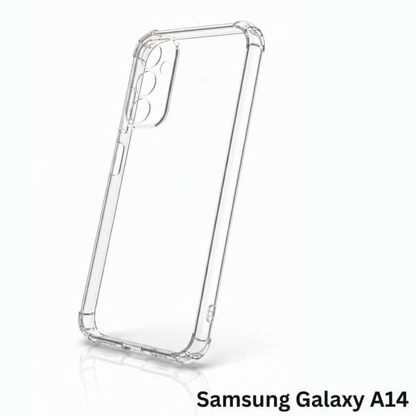 Samsung Galaxy A14 Transparent TPU Back Cover – Clear, Slim, Flexible Case with Corner Protection