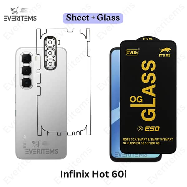 Infinix Hot 60i Front Glass + Back Jelly Combo: HD Clear Screen Protector with Full Glue Front and Scratch-Resistant Back