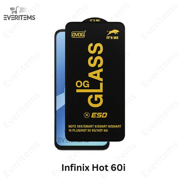 Infinix Hot 60i Original OG Tempered Glass Screen Protector – Full Glue HD Clear, Edge-to-Edge Coverage