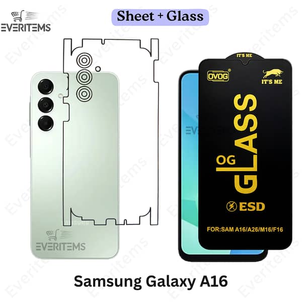 Samsung Galaxy A16 Front Glass + Back Jelly Protection Combo (Full Glue HD Screen Protector with Scratch-Resistant Back)