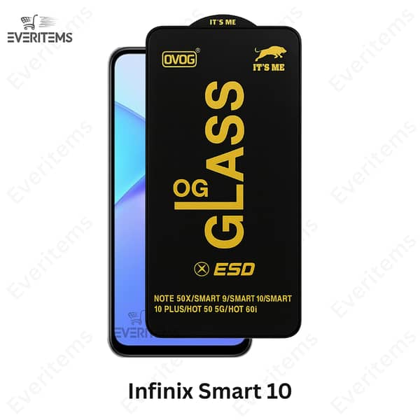 Infinix Smart 10 Original OG Tempered Glass Screen Protector, Full Glue HD Clear, Edge-to-Edge Coverage