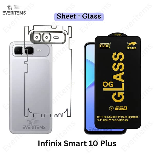 Infinix Smart 10 Plus Front Glass + Back Jelly Protection Pack