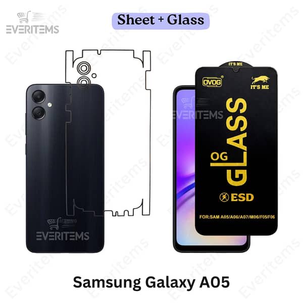 Samsung Galaxy A05 Front Glass + Back Hydrogel Film Combo – Full Glue HD Clear Screen Protector with Scratch-Resistant Back Protection
