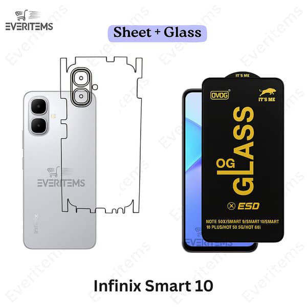 Infinix Smart 10 Front Glass + Back Jelly Combo – Full-Glue HD Screen Protector with Back Hydrogel Film