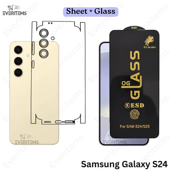 Samsung Galaxy S24 Front Glass + Back Jelly Combo: Full-Glue HD Screen Protector with Scratch-Resistant Back Film