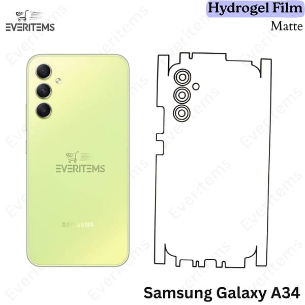 Samsung Galaxy A34 Matte Hydrogel Film / Back Shield - Anti-Fingerprint TPU, Self-Healing, Scratch-Resistant, Slim Case-Friendly