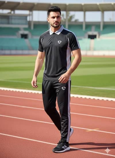 2 Pcs Men's Dri Fit Plain Zipper Track Suit