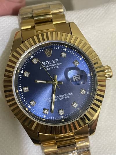 rolex date oyster perpetual watch golden colour