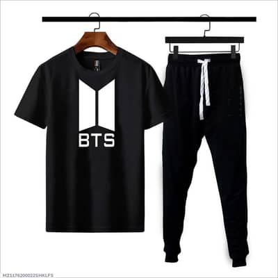 Men Black BTS Printed 2 Pcs Cotton Jersey Set Free Home Delevry