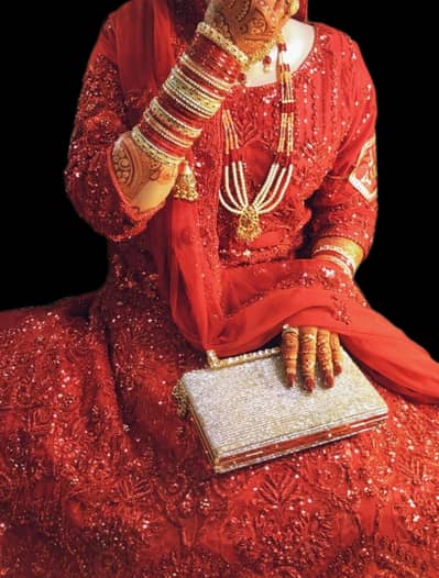 bridal lehnga red on red work customized