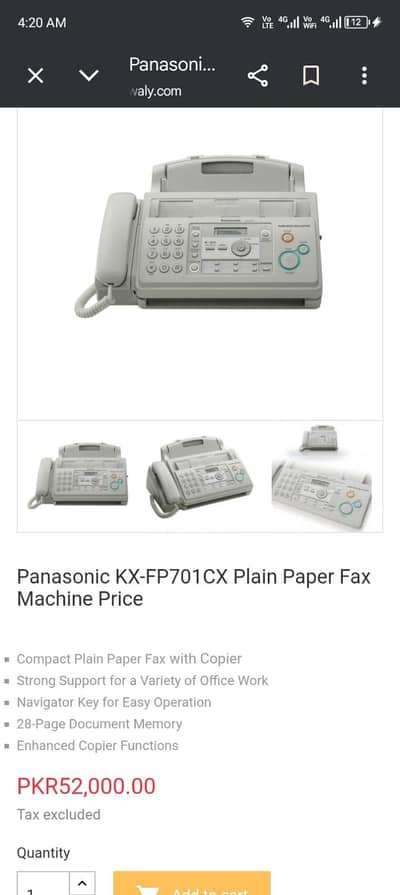 panasonic paper  fax machine  toltal 10<℅10 brand new condition