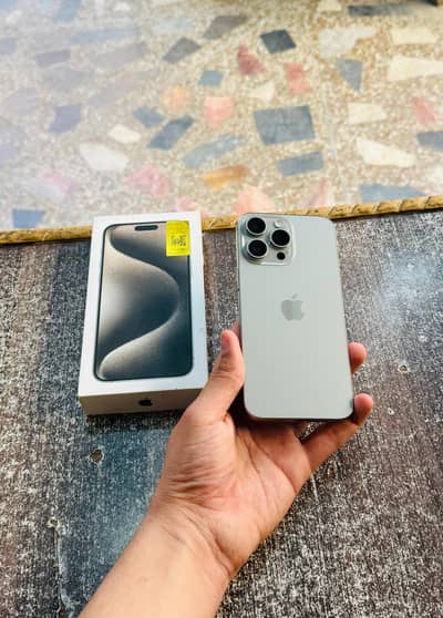 iphone 15 Pro Max with Box 91 Health Physical esim PTA 10/10