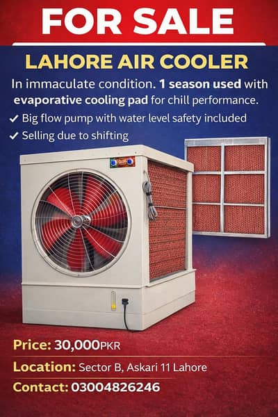 Lahori Air Cooler with Evaporative Cooling Pads