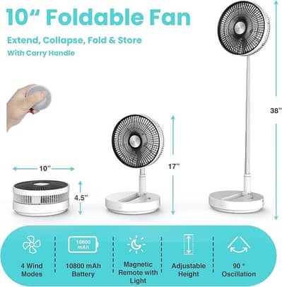 ECO BREEZE Imported Rechargeable Folding Fan & Light (Malaysia)