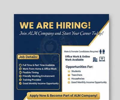 male and female candidates required for office work and online work