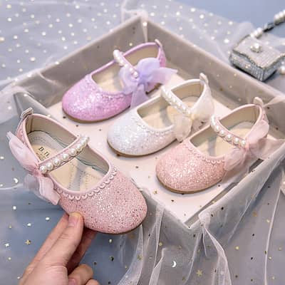 Little Bow Pink Pearl Princess Birthday Girl Mary Jane Shoe