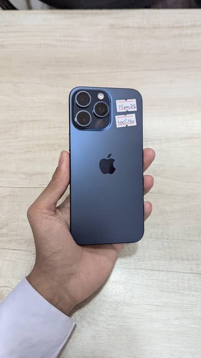 IPHONE 15 pro max 256gb jv 100 health 11 cycle count blue color