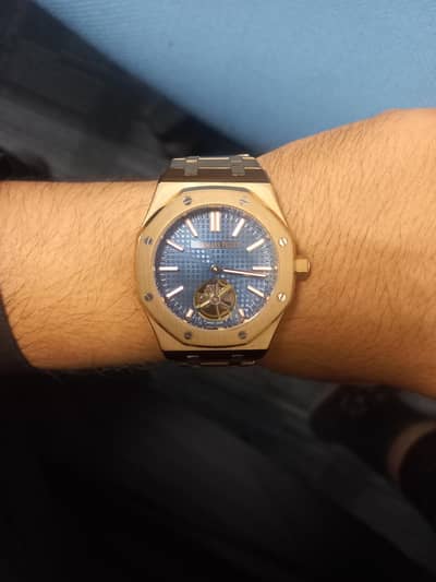 Premium Royal Oak rose gold automatic watch Blue inner dial