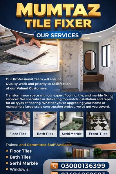 Tiles fixer, Marble & granite fixer in Lahore Pakistan