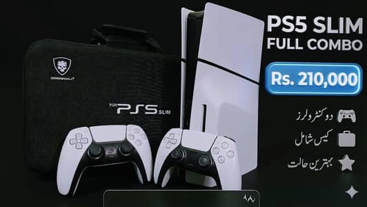 PS5 Slim Full Combo: 2 Controllers +original  PS 5  case