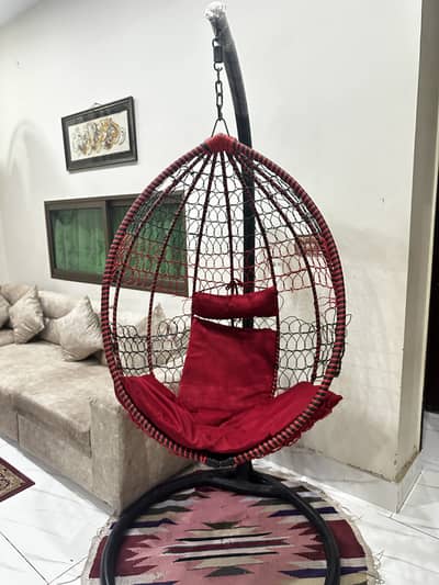 Hanging swing/jhoola/ chair with stand and cushions