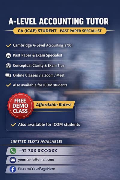 Accounting teacher for ICOM/A-level/O-level