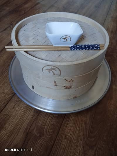 10 inch Natural Bamboo Steamer with accessories