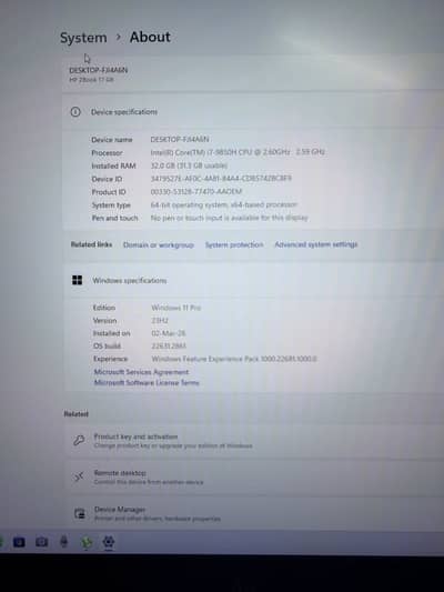 HP ZBOOK 16G6  Core i7 9th GENERATION FOR SALE