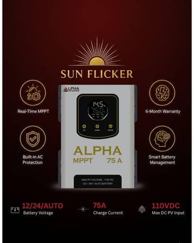 ALPHA MPPT Solar Charge Controller Hybrid MPPT Model# AP-DIGIT-75