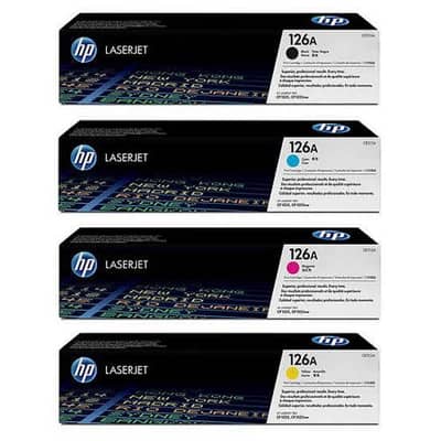 hp 126a laser jet toner cartridge  set black cyan yellow magenta