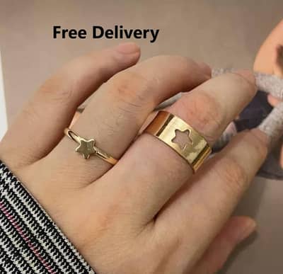 Trendy Golden Star Couple Rings Adjustable
